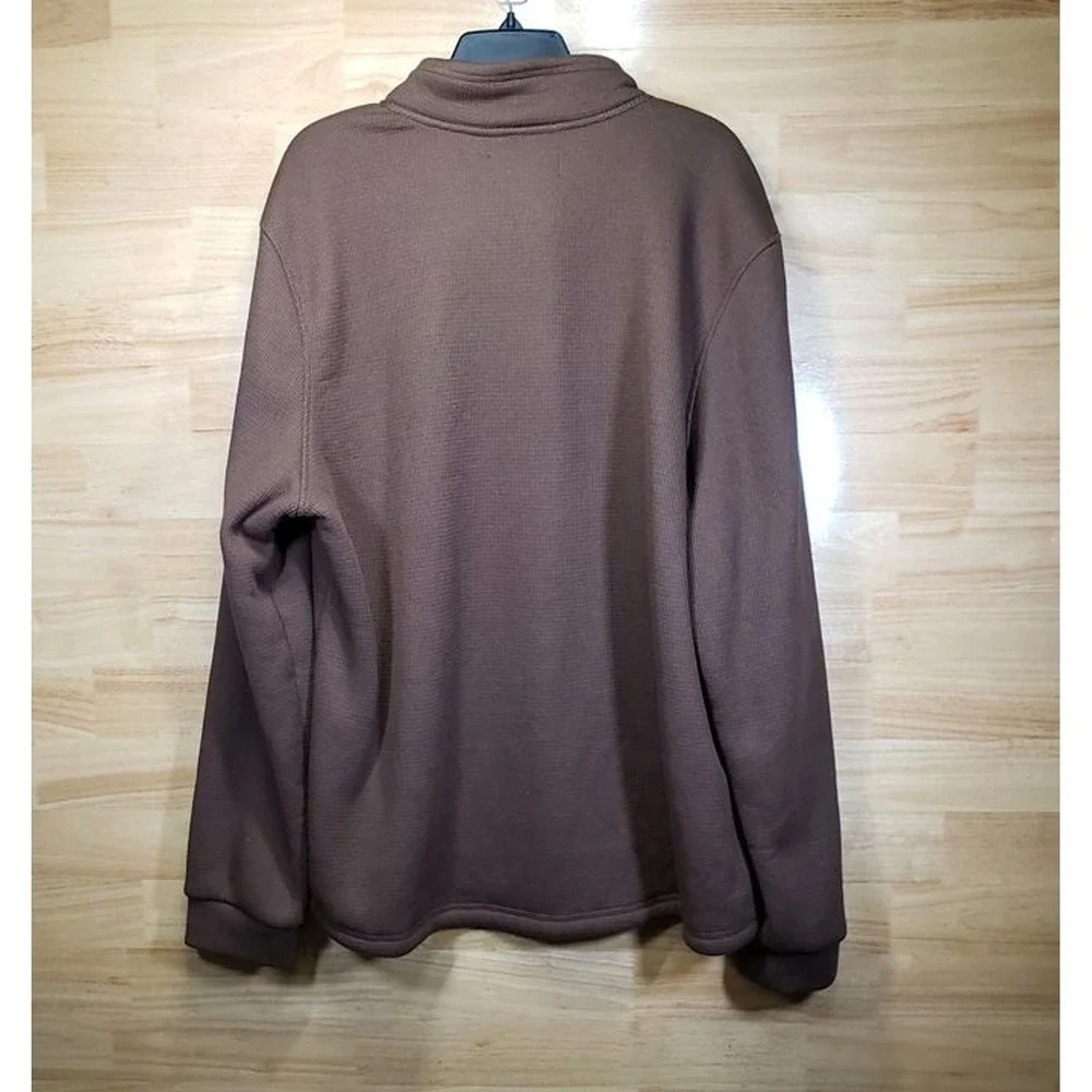 BC Clothing XXL Brown Sherpa Lined Waffle Knit Mock Neck Pullover